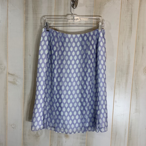 Worth Blue White Polka Dot 100% Silk Skirt 6 - Picture 2 of 3